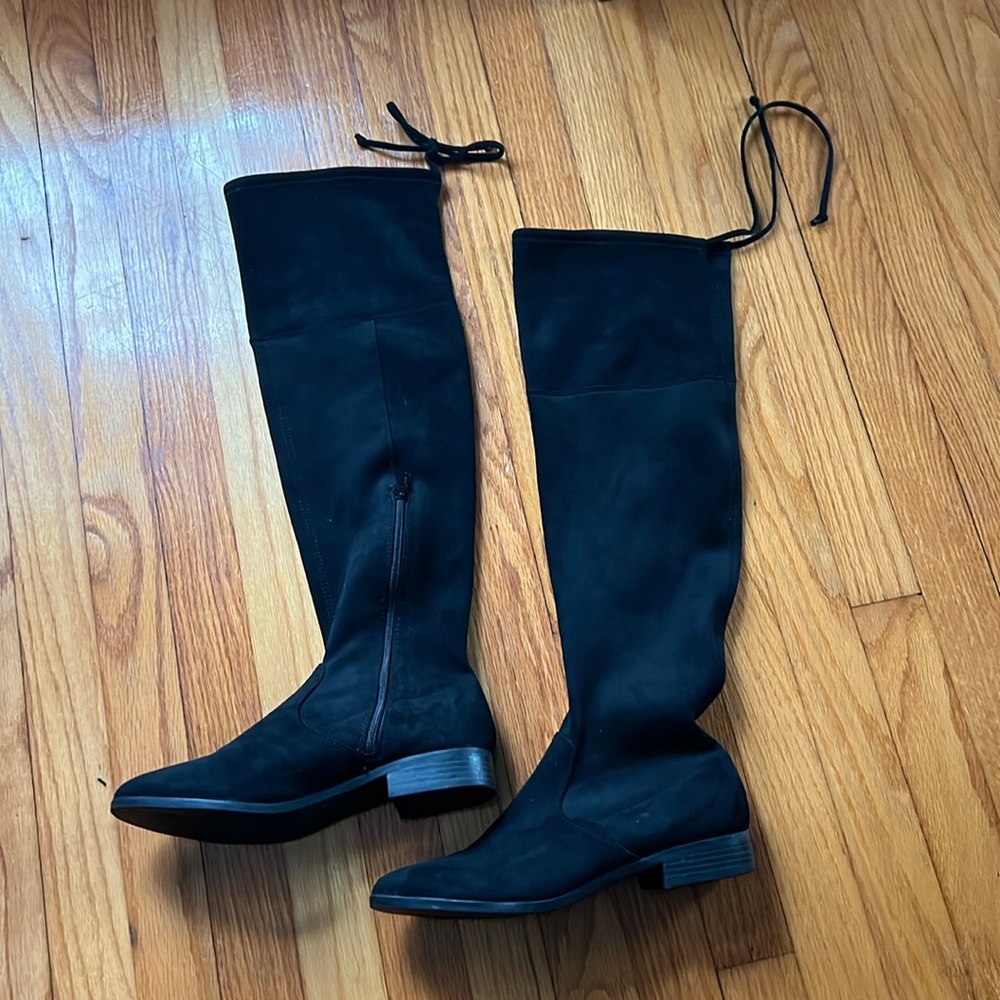 Black Tall Soft Fabric Boots